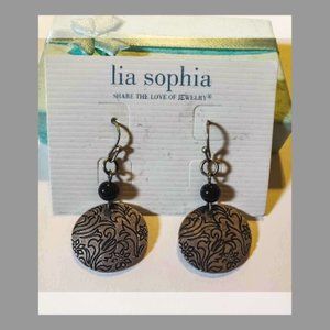 LIA SOPHIA Black and Silver Beaded Drop Earrings - New with Tag